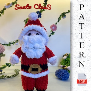 Virkmönster för amigurumi till jultomten Enkel juldekoration i PDF-format, lätt att göra, enkelt och fotoillustrerat Nybörjarvänlig plysch till jultomten