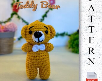 Teddy Bear Keychain Crochet Pattern: Easy Amigurumi Toy (PDF Pattern) Easy Handmade Gift Idea, Stepbystep instructions, Beginner Friendy