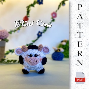 Amigurumi Mini mucca Keychain & Doll Crochet Modello / Facile da fare semplice e photo-illustrated Formato PDF 5 lingua