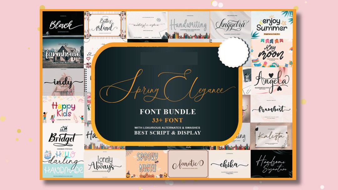 Spring Elegance Font Bundle Instant Digital Download procreate Prints ...