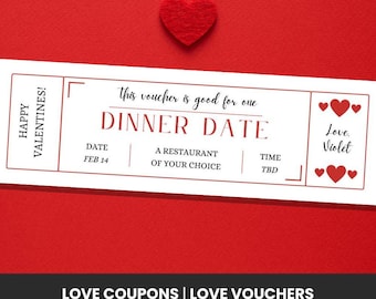 Kupon na randkę | Szablon Canva | Edytowalny | Do druku | Spersonalizowany prezent | Kupon walentynkowy | Kupon miłosny | Bon upominkowy