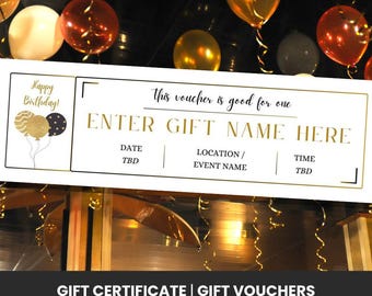 Szablon Canva z niestandardowym voucherem urodzinowym | Wydrukowany voucher urodzinowy | Elegancki voucher urodzinowy | Spersonalizowany prezent