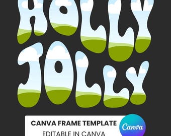 Szablon ramki na płótnie „Holly Jolly Wave” | Odjazdowe święta | Przeciągnij i upuść ramkę do samodzielnego wykonania | Edytowalne wzory świąteczne | Dodaj zdjęcia