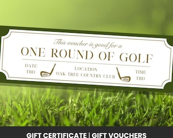 Szablon vouchera upominkowego na golfa | Kupon na certyfikat golfowy | Bilet golfowy | Niespodziewany prezent urodzinowy na golfa | Szablon Canva | Edytowalny | Do druku