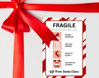 Szablon Canva na świąteczną etykietę wysyłkową | Etykieta na prezent świąteczny od Świętego Mikołaja | Szablon Canva na naklejki na prezenty świąteczne | Etykieta od Świętego Mikołaja
