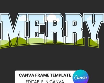 Szablon ramki Canva „Wesoły uniwersytet” | Arch Merry | Przeciągnij i upuść ramkę Varsity do samodzielnego wykonania | Edytowalne wzory świąteczne | dodaj zdjęcia