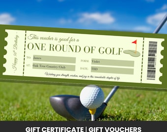 Bon upominkowy na golfa | Bon upominkowy na niespodziankę golfową | Bilet golfowy | Prezent urodzinowy na golfa | Szablon Canva | Edytowalny | Do druku