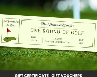 Bon upominkowy na golfa | Bon upominkowy na niespodziankę golfową | Bilet golfowy | Prezent urodzinowy na golfa | Szablon Canva | Edytowalny | Do druku