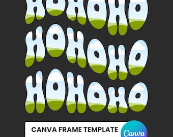 Szablon ramki Canva HOHOHO | Ramka Canva Retro Wave | Świąteczny uniwersytecki | Personalizowana ramka Canva | Koszulki Hohoho | HOHOHO DO DRUKU