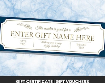 Szablon Canva z niestandardowym voucherem urodzinowym | Wydrukowany voucher urodzinowy | Elegancki voucher urodzinowy | Spersonalizowany prezent