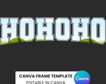 Szablon ramki Canva HOHOHO | Ramka Canva Retro Arch | Świąteczny Varsity | Personalizowana ramka Canva | Koszulki Hohoho | HOHOHO DO DRUKU