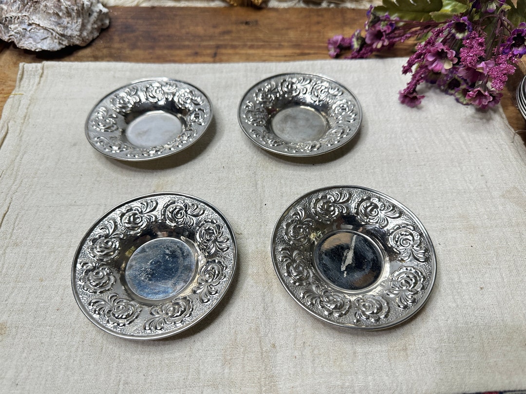 Vintage Turkish Tea Plates Service Dishes 4 PCS Silver Color Etsy
