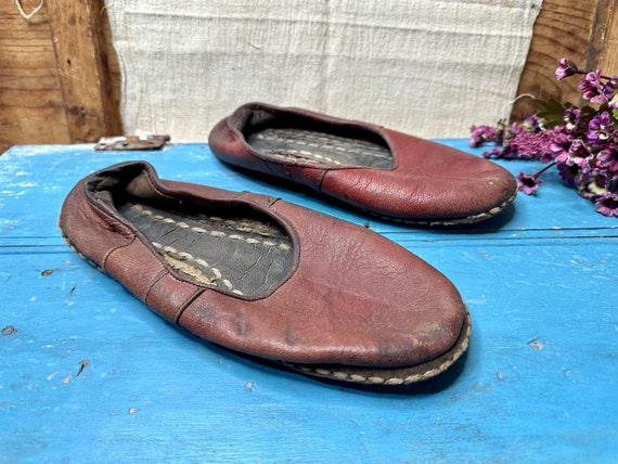 Antique Leather Shoes, Handmade Pair Shoes, Unisex Adult Shoe