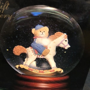 Vintage Teddy on a Rocker Musical Snow Globe