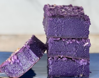 Vegan Organic Ube Cocnut Butter Mochi Cake Bar-Gluten Free, Dairy Free ( 9 Pieces)