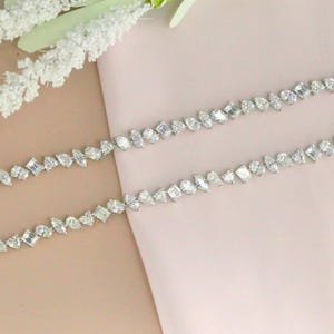 Multi Shape Diamond Tennis Necklace, Women&#39;s Wedding Necklace, 14k White Gold Engagement Necklace, Cubic Zirconia Diamond Tennis Necklace