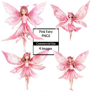 Fée rose, 4 fées roses png, clipart fée, clipart fée, fées png, sublimation fée, sublimation png, sublimation, téléchargement numérique