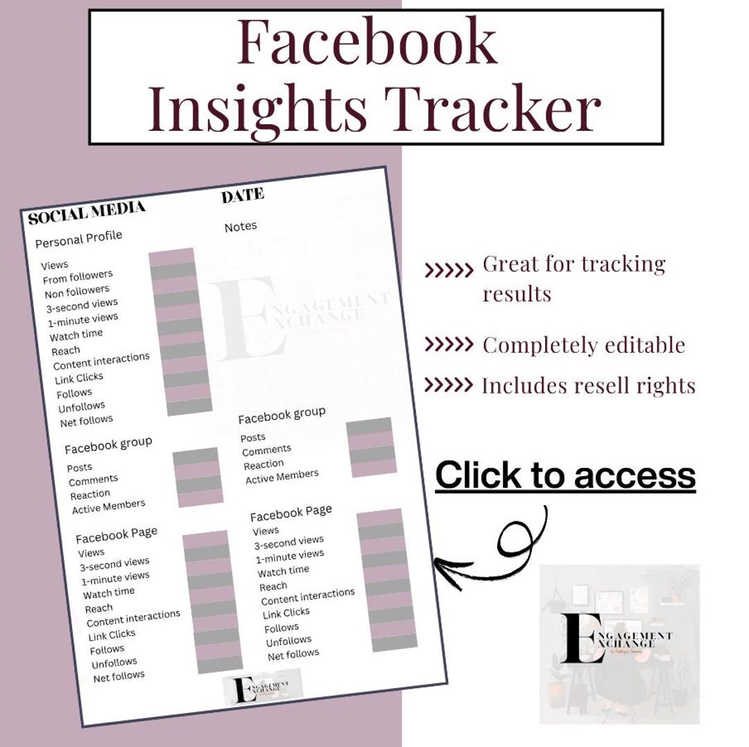Facebook Insight Tracker PDF and Template Resell Rights - Etsy