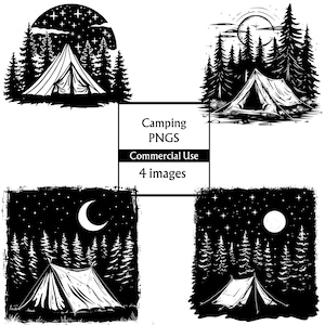 zwart-wit camping clipart, tent camping clip art, zwart-wit buiten, tent, wandelen, scène