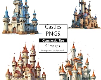Fairytale castle png digital download, mystical castle, enchanted castle, castle clip art, clipart castle, watercolour castle