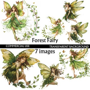 Fée verte de la forêt, 4 fées vertes png, clipart de fées, fée avec des fleurs, fée avec des vignes, fées png, sublimation de fées,