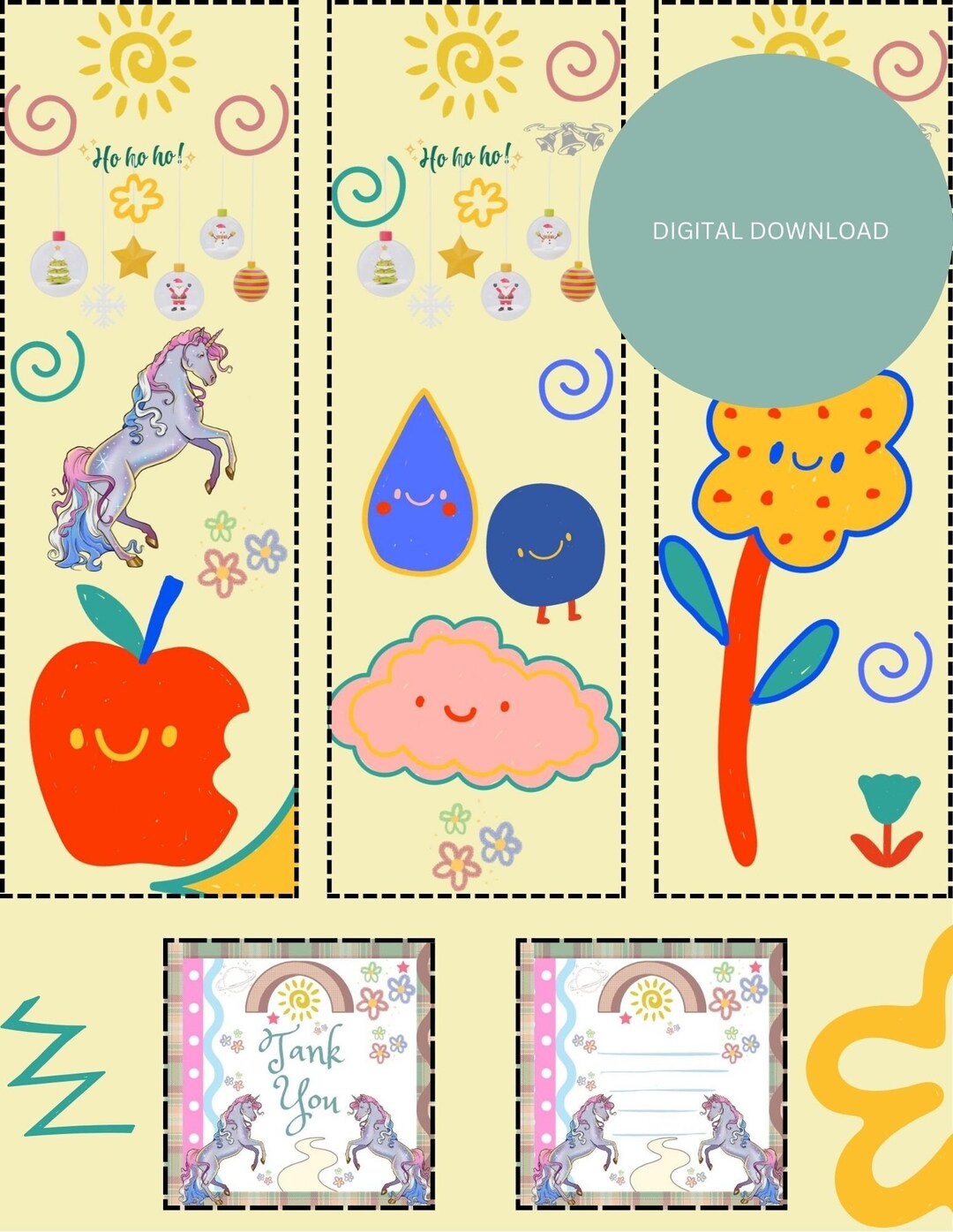 Sunshinecolored Children's Bookmarks Set 5 Fun Bookmarks Etsy