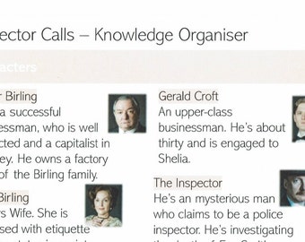 GCSE Inspector Calls Knowledge Organiser