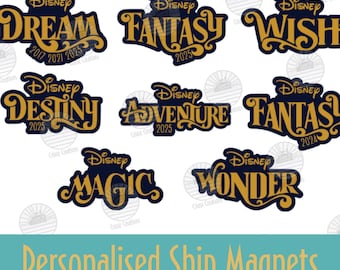 ¡Actualizado! - Imán para puerta de Disney Cruiseline con nombre del barco y fecha