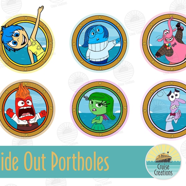 Customisable Inside Out Porthole Magnets for Cruise Door