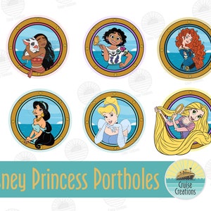 Customisable Disney Princess Porthole Magnets for Cruise Door