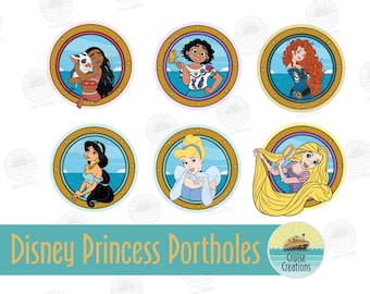 Customisable Disney Princess Porthole Magnets for Cruise Door