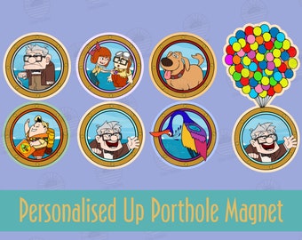Customisable Disney Up Character Porthole Magnets for Cruise Door