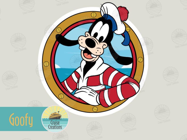 Customisable Sailor Themed Character Porthole Magnets for Cruise Door Goofy