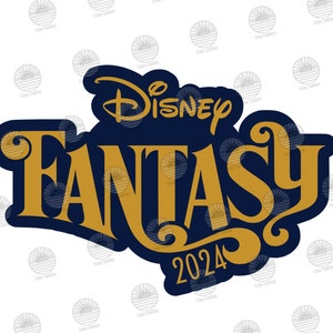 K&ouml;nnte beinhalten: Ein blaues und goldenes Logo mit dem Text "Disney Fantasy 2024".