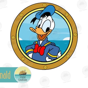 Customisable Disney Character Porthole Magnets for Cruise Door Fab 6 Donald