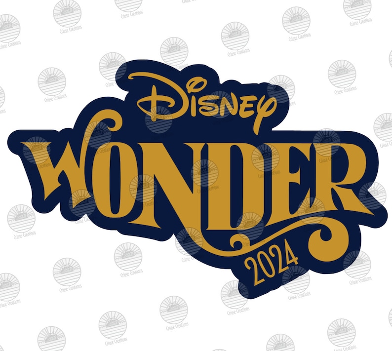 K&ouml;nnte beinhalten: Ein dunkelblaues und goldenes Logo mit dem Text "Disney Wonder 2024".