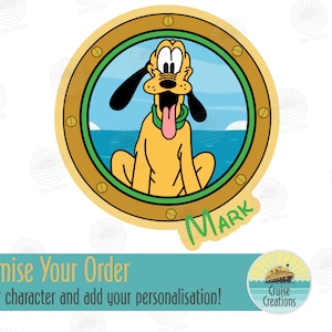 Customisable Disney Character Porthole Magnets for Cruise Door Fab 6 Pluto
