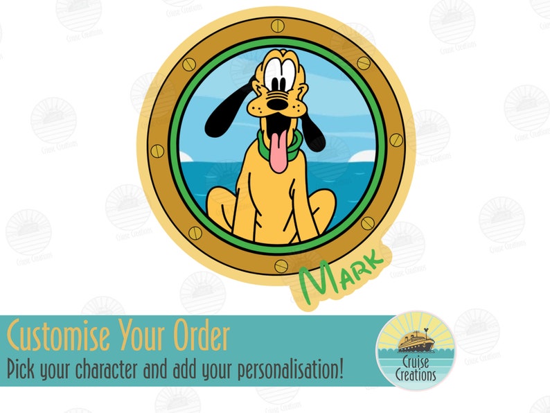 Customisable Disney Character Porthole Magnets for Cruise Door Fab 6 Pluto