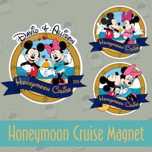 Honeymoon Cruise Door Magnet - Minnie and Mickey - Personalisation Available
