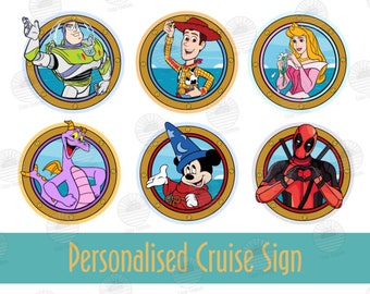 Customisable Character Porthole Magnets for Cruise Door