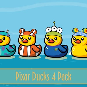 Pixar Cruising Ducks :Set of 4 / 12 Duck Magnets for Pixie Dust and Fish Extender Fun!