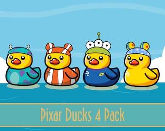 Pixar Cruising Ducks : Set of 4 Rubber Duck Magnets for Pixie Dust and Fish Extender Fun!