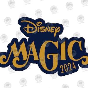 K&ouml;nnte beinhalten: Ein blaues und goldenes Logo mit dem Text "Disney Magic 2024".