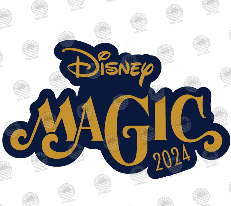 K&ouml;nnte beinhalten: Ein blaues und goldenes Logo mit dem Text "Disney Magic 2024".