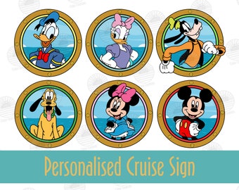 Personalisierbar Disney Charakter Bullauge Magnete für Cruise Door Fab 6