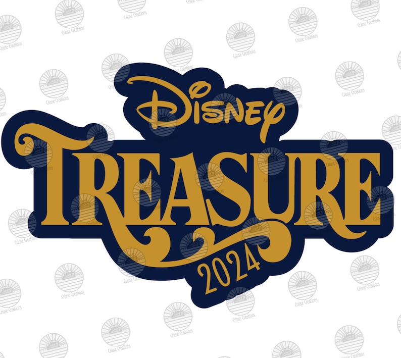 K&ouml;nnte beinhalten: Ein blaues und goldenes Logo mit dem Text "Disney Treasure 2024".