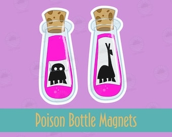 2 Pack Poison Bottle Cruise Door Magnets or Glossy Stickers - Emperor's New Groove