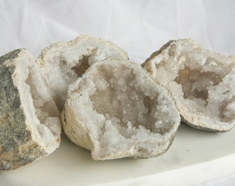 Half rock crystal geode