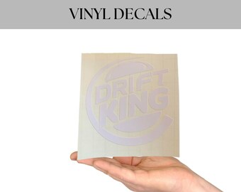 White Drift King Vinyl Car Decal, High Quality Material, Stylish Car Decor, Automobile Sticker Decal, Easy Install Graphic Sticker for Car