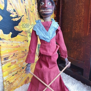 Wayang Golek marionnette en bois traditionnel | Démon Buta figurine de théâtre et art indonésien décoratif (années 1980) - JAVA